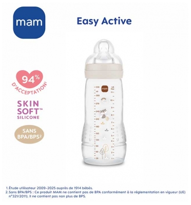 MAM Easy Active Biberon 2ème Âge Débit Très Rapide 330 ml 6 Mois et +