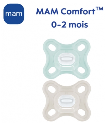 MAM Comfort 2 Sucettes Silicone 0 à 2 Mois