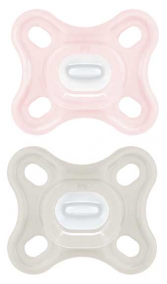 MAM Comfort 2 Sucettes Silicone 0 à 2 Mois - Couleur : Rose et Beige