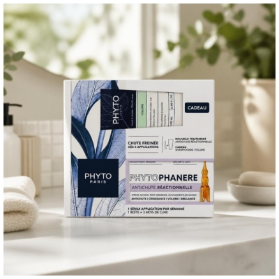 Phyto Coffret Phytophanère Traitement Antichute Réactionnelle & Volume Shampoing Volumateur 100 ml Offert