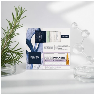 Phyto Coffret Phytophanère Traitement Antichute Réactionnelle & Volume Shampoing Volumateur 100 ml Offert