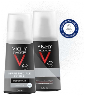 Vichy Déodorant Homme Ultra Frais Vaporisateur 100 ml X2