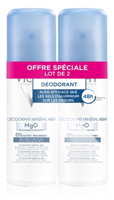 Vichy Déodorant Anti-Transpirant 48H Sans Sels d'Aluminium Aérosol Lot de 2 x 125 ml