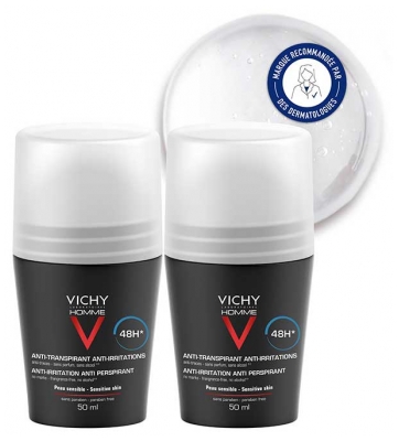Vichy Déodorant Homme Bille Peaux Sensibles 50 ml X2
