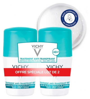 Vichy Déodorant Anti Transpirant Anti Traces Bille 48H Lot de 2 X 50 ml