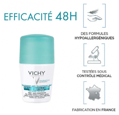 Vichy Déodorant Anti Transpirant Anti Traces Bille 48H Lot de 2 X 50 ml