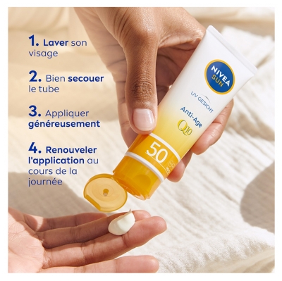 Nivea Sun UV Face Anti-Âge Q10 Solaire SPF50+ Très Haute Protection 50 ml