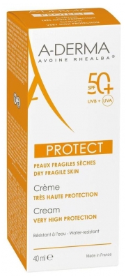 A-Derma Protect - Crème Solaire Très Haute Protection Spf50+ 40 ml