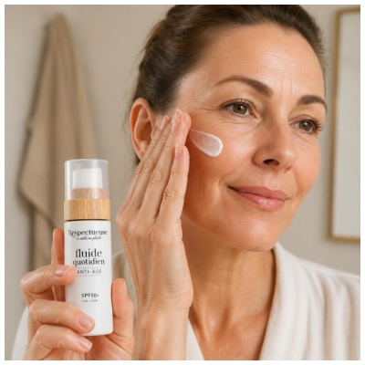 Respectueuse Fluide Quotidien Anti-Âge Rides et Taches SPF50+30 g