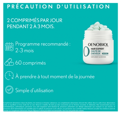 Oenobiol Haïr Expert Chute de Cheveux Complément Alimentaire 60 Comprimés