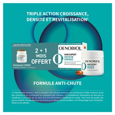 Oenobiol Hair Expert Chute de Cheveux Complément Alimentaire 2 Mois + 1 Mois Offert