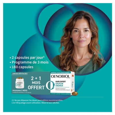 Oenobiol Hair Expert Chute de Cheveux Complément Alimentaire 2 Mois + 1 Mois Offert