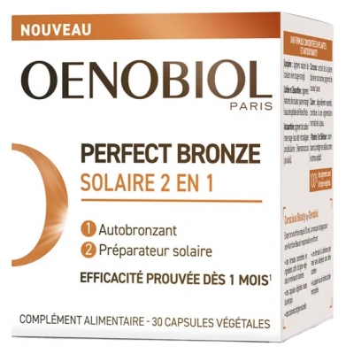 Oenobiol Perfect Bronze Solaire 2 en 1 - Autobronzant & Préparateur Solaire - 30 Capsules