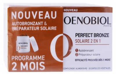 Oenobiol Perfect Bronze Solaire 2 en 1 - Autobronzant & Préparateur Solaire - 60 Capsules