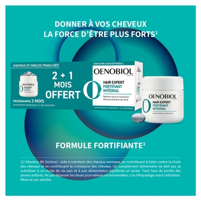 Oenobiol Hair Expert Fortifiant Intégral Ongles & Cheveux 2 Mois + 1 Mois Offert