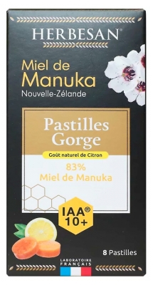 Herbesan Miel de Manuka Pastilles Miel Goût Citron IAA 10+ 8 Pastilles
