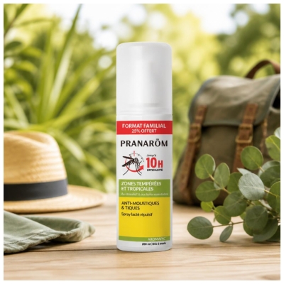 Pranarôm Aromapic Spray Lacté Anti-Moustiques & Tiques Zones Tropicales et Tempérées 200 ml