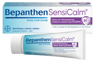 Bepanthen Sensicalm® - Eczéma - 20 g - Soulage l'Eczéma et Les Démangeaisons - Régénère la Peau - Sans Cortisone