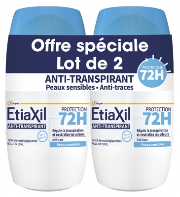 Etiaxil Déodorant Anti-Transpirant Protection 72 Heures Roll-On Lot de 2 x 50 ML