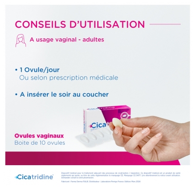 Cicatridine - 10 Ovules Vaginaux - Sécheresse Vaginale et Favorisant la Cicatrisation