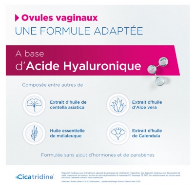 Cicatridine - 10 Ovules Vaginaux - Sécheresse Vaginale et Favorisant la Cicatrisation