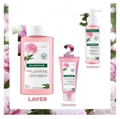 Klorane Pivoine Shampoing à la Pivoine Bio - Apaisant - Cuir Chevelu Sensible 200 ml