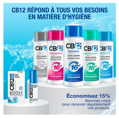 Cb12 Chewing Gum Boost - Chewing-Gums Menthe Forte - Sans Sucre Avec Édulcorants - Haleine Fraîche Instantanée - Zinc Anti-Mauvaise Haleine - 10 Gommes