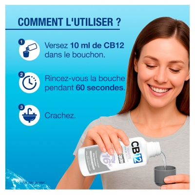 Cb12 Bain de Bouche White – Sans Alcool - Aide à Blanchir Les Dents - Protection Scientifiquement Prouvée Contre la Mauvaise Haleine Pendant 16 Heures – Combat la Cause de la Mauvaise Haleine – Fraîcheur Longue Durée – Menthe Douce - 250 ml