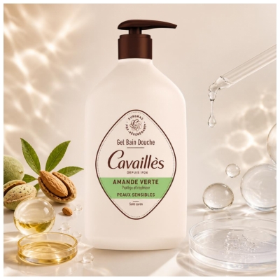Rogé Cavaillès Gel Bain et Douche Amande Verte Peaux Sensibles 1 L