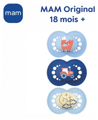 MAM 2 Sucettes Original Nature + 1 Sucette Original Nuit Dès 18 Mois