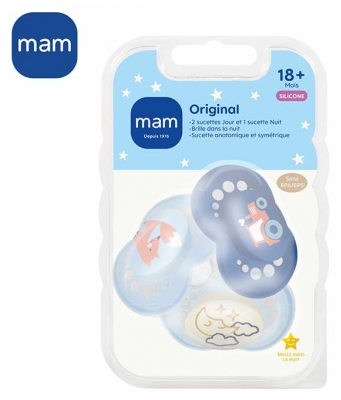 MAM 2 Sucettes Original Nature + 1 Sucette Original Nuit Dès 18 Mois