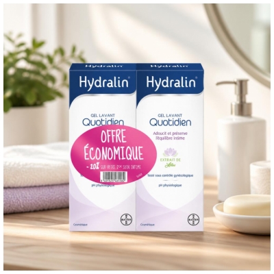 Hydralin Quotidien - Gel Intime - Lot de 2 x 200 ml (-20 % Sur le 2Ème) - Savon - Hygiène Intime