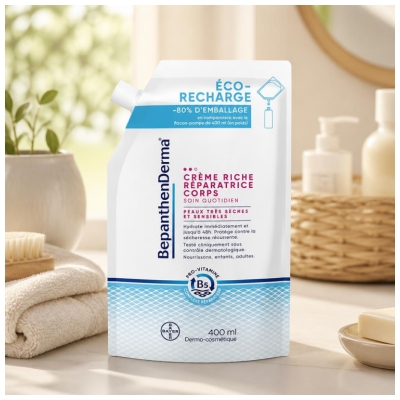 Bepanthen Derma Crème Riche Réparatrice Corps Éco-Recharge 400 ml