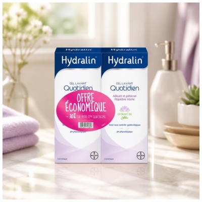 Hydralin Quotidien - Gel Intime - Lot de 2 x 400 ml (-30 % Sur le 2Ème) - Savon - Hygiène Intime