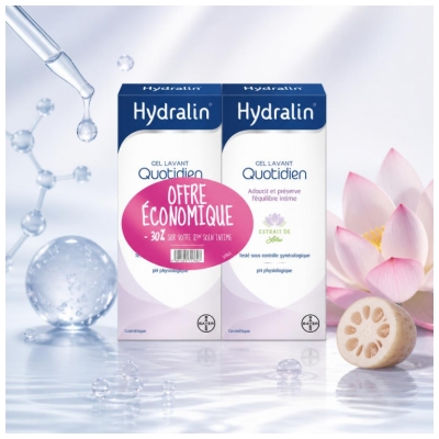 Hydralin Quotidien - Gel Intime - Lot de 2 x 400 ml (-30 % Sur le 2Ème) - Savon - Hygiène Intime