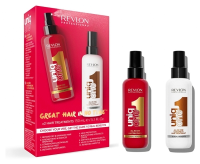 Revlon Professional UniqOne Traitement Capillaire Tout-En-Un 10 Bienfaits 150 ml + Traitement Capillaire Tout-En-Un 10 Bienfaits Parfumé Coconut 150 ml
