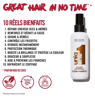 Revlon Professional UniqOne Traitement Capillaire Tout-En-Un 10 Bienfaits 150 ml + Traitement Capillaire Tout-En-Un 10 Bienfaits Parfumé Coconut 150 ml