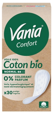 Vania Confort Protège-Slips Normal Coton Bio 30 Protège-Lingeries