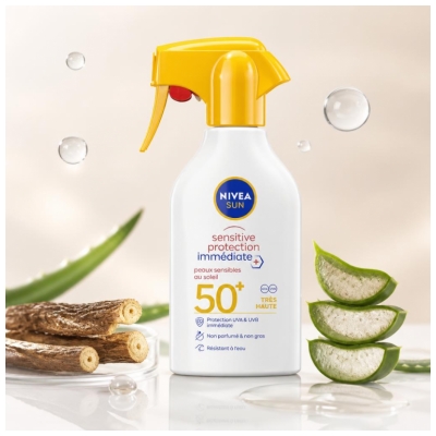 Nivea Sun Sensitive Protection Immédiate Spray Solaire Peaux Sensibles au Soleil SPF50+ 250 ml