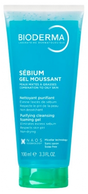 Bioderma Sébium Gel Moussant Purifiant Doux Peaux Mixtes à Grasses 100 ml