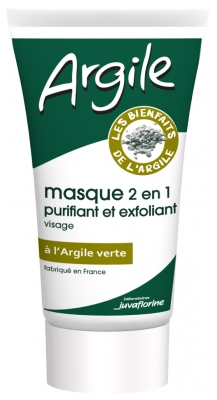 Juvaflorine Visage Masque Purifiant & Exfoliant 2 en 1 Argile Verte 70g