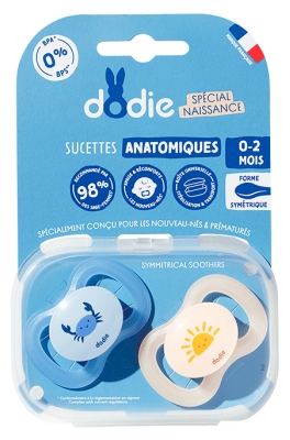 Dodie Sucette Anatomique Duo 0-2Mois Newborn Crabe N2