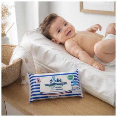 Dodie Lingettes Nettoyantes Compostables 60 Unités Grand Format