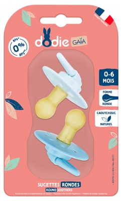 Dodie Gaïa Sucettes Rondes 0-6M x2 - Couleur : Bleu