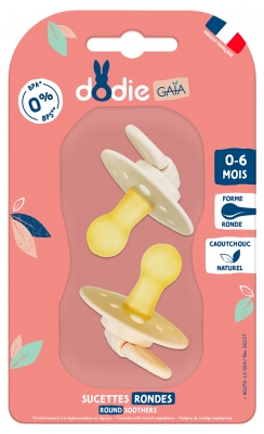 Dodie Gaïa Sucettes Rondes 0-6M x2 - Couleur : Beige