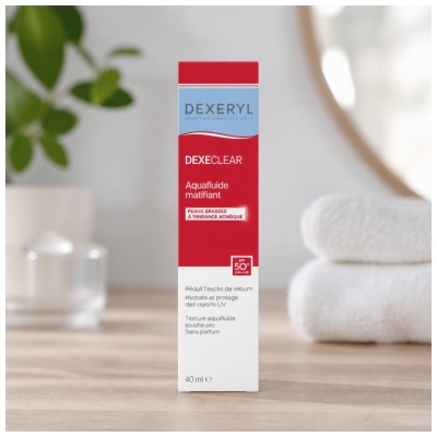 Dexeryl Dexeclear Aquafluide Matifiant Peaux Grasses à Tendance Acnéique SPF50+ 40 ml