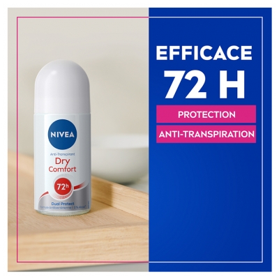 Nivea Dry Comfort Dual Protect 72H Déodorant Anti-Transpirant Roll-On 50 ml