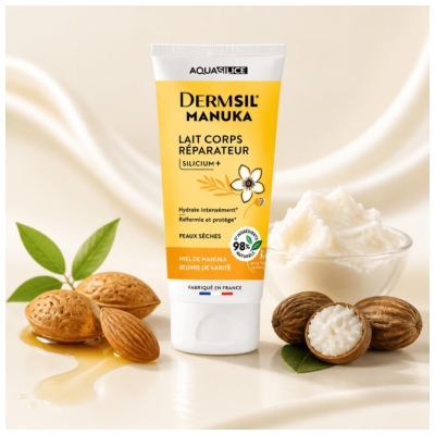 Aquasilice Lait Corps Réparateur Peaux Sèches 200 ml