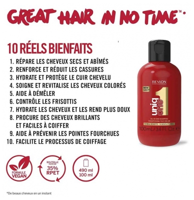 Revlon Professional UniqOne Shampoing Tout-En-Un 10 Bienfaits 100 ml + Traitement Capillaire Tout-En-Un 10 Bienfaits 150 ml