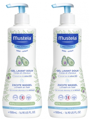 Mustela Gel Lavant Doux Bébé Corps et Cheveux Bio 2 x 500 ml